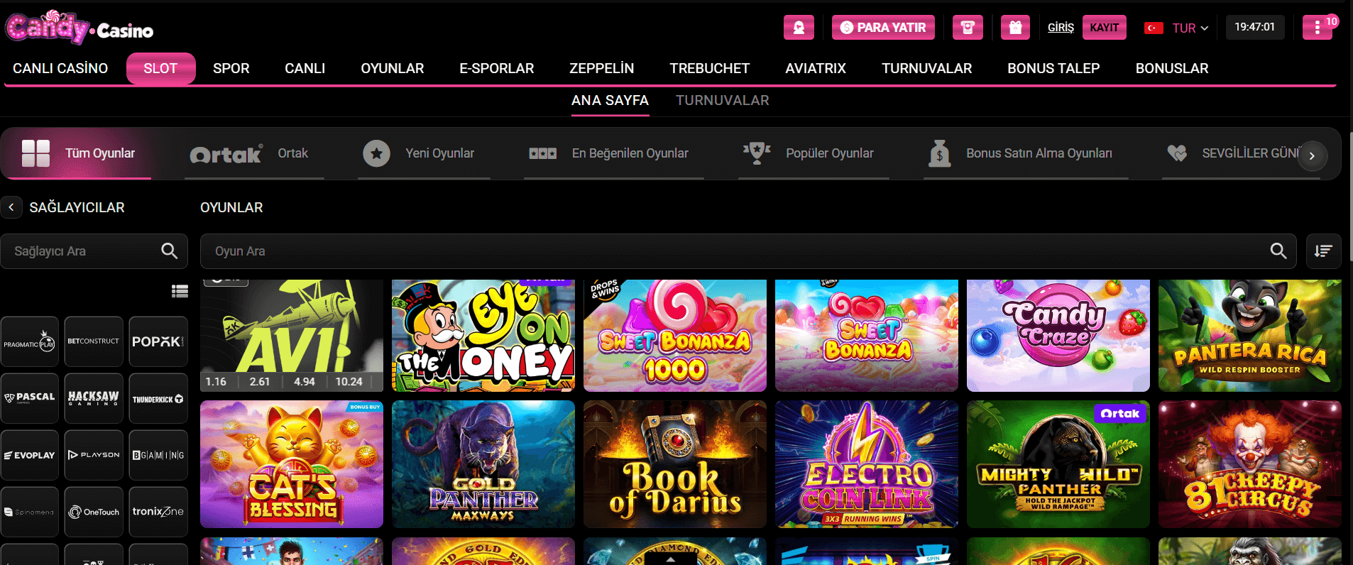 Slot, Blackjack ve Rulet Oyunları